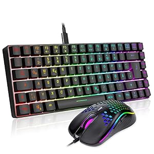 RedThunder K84 75% Gaming Tastatur und Maus Set mit RGB-Beleuchtung, QWERTZ Deutsch Ultrakompakte Mini-Tastatur, Ultraleichte Wabenmaus mit 7200 DPI für PC MAC PS5 Xbox Gamer Schreibkraft