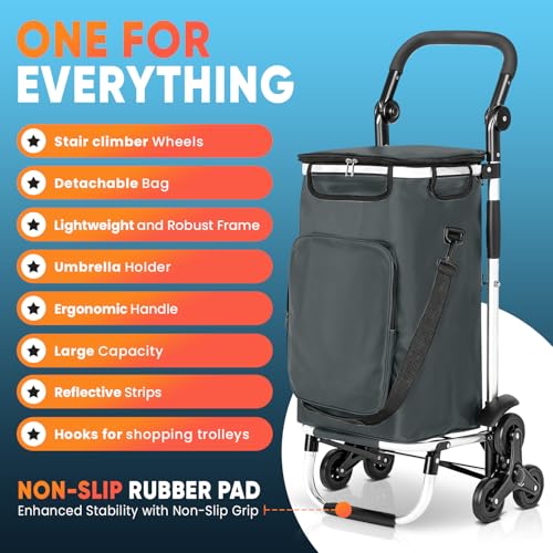 wuuhoo® Pro Einkaufstrolley Buddy - Klappbar und leicht - Thermo-Isolierung - wasserabweisend - 3-Räder-System - Aluminium anthrazit – Bild 4