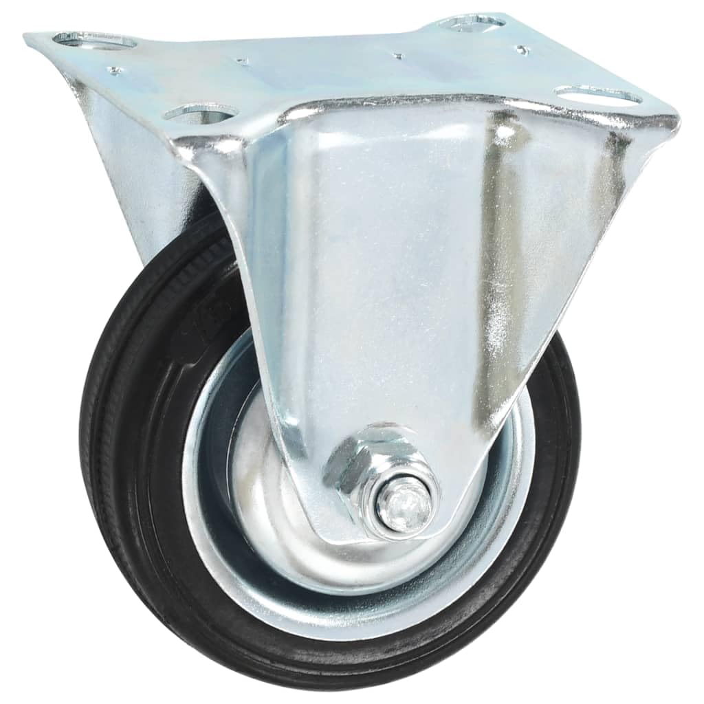 Set di 4 ruote in gomma da 75 mm, 81 x 67 mm, telaio in ferro con rivestimento in zinco, 50 kg per rotolo, per officina, logistica, mobili, carrelli