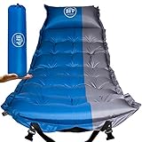 Self Inflating Sleeping Pad By BFP Outdoors – Blue and Grey Camping Mattress With Pillow and Carrying Bag – Ideal For Camping, Hiking, Traveling – Super Comfortable, Soft and Practical