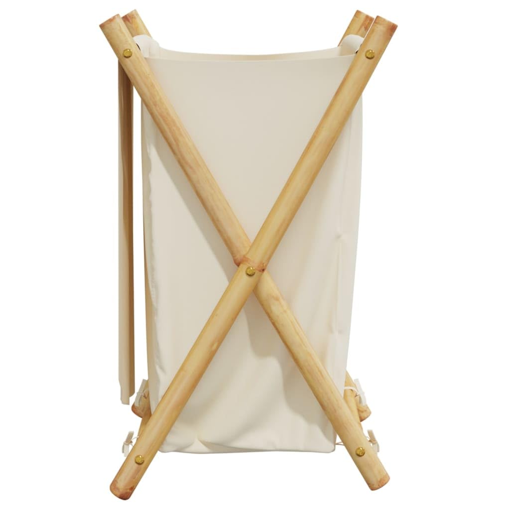 Wäschekorb Aus Bambus Cremeweiß 41,5x36x63,5 Cm | Faltbar Platzsparend, Atmungsaktiver Stoff, Leicht Transportierbar, Für Kleine Räume