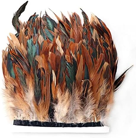 10M Wedding Party Feathers Trims Needlework Colored Rooster Feather Craft Sewing DIY Plume Ribbon Decorations 13-18cm - 10 Meters - Zamihalaa