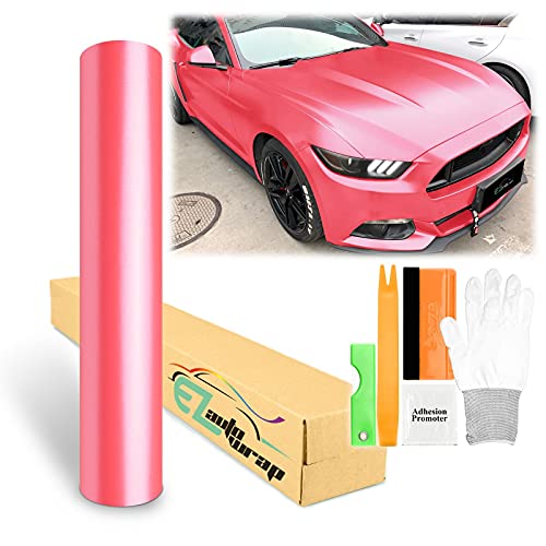 60"x300" (5FTx25FT) Pink Matte Metallic Satin Pearl Vinyl Wrap Sticker Sheet Film Car Auto Vehicle DIY Decal Bubble Free Air Release Self Adhesive Peel and Stick Free Tool Kit