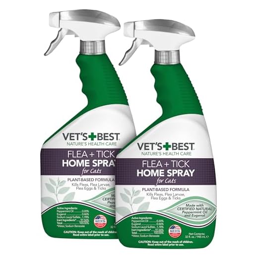 Vet's Best Flea and Tick Home Spray for Cats | Flea Treatment for Cats and Home | Plant-Based Formula | 32 Ounces, 2 Pack