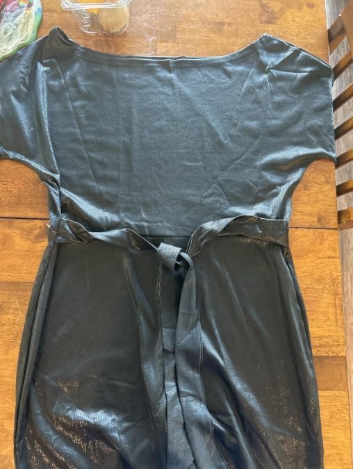 LKOUS Women's Off Shoulder Sequin Jumpsuit Sparkly Short Sleeve High Waisted Wide Leg Romper Beach Vacation Outfits - Image 2