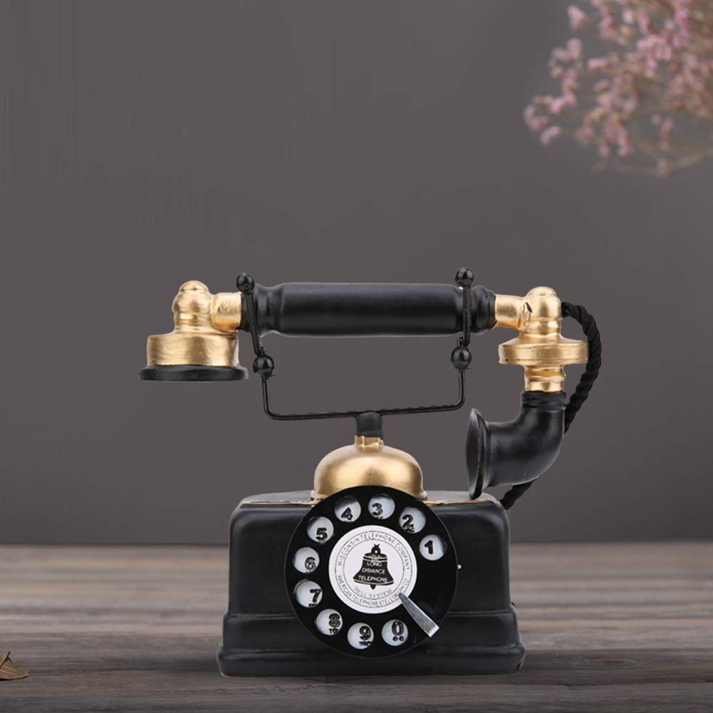 Antikes Telefon Deko Figur aus Harz, Retro Schreibtisch Ornament, Klassische Telefon Statue für Zuhause, Büro, Café, 18,5 x 16 cm, Geschenkidee