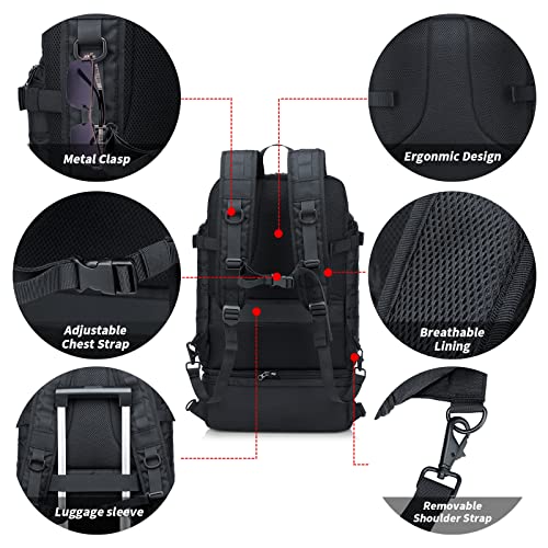 Bertasche Lunch Backpack For Men, 15.6 Inch Laptop Backpack For Work College Travel Camping Tactical Molle Daypack, Black #TOP3