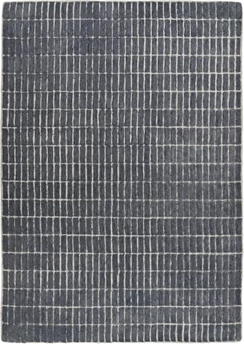 RUGORIA Hand-Tufted 100% Wool Area Rug – Unique Modern Geometric Grid Pattern, Soft Plush Textured Carpet for Living Room, Bedroom, Dining Room & Entryway (Smoke, 8' x 8' sq)