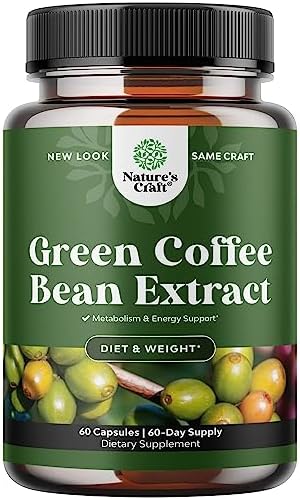 Pure Green Coffee Bean Extract – Super Energizing Green Coffee Extract with 50% Chlorogenic Acid for Antioxidant Heart Health Mental Focus and Size Reduction – Natural Energy Supplement for Adults