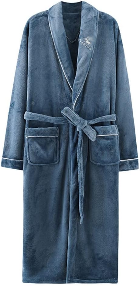 Men's Winter Flannel Men's Bathrobe With Thick Velvet Insulation Home Clothing Bathrobe, And Nightgown