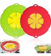 Spill Stopper Lid Cover,2Pcs Silicone Pan Lid 10"&11.5" Splatter Guard Pots Boil Over Safeguard M...