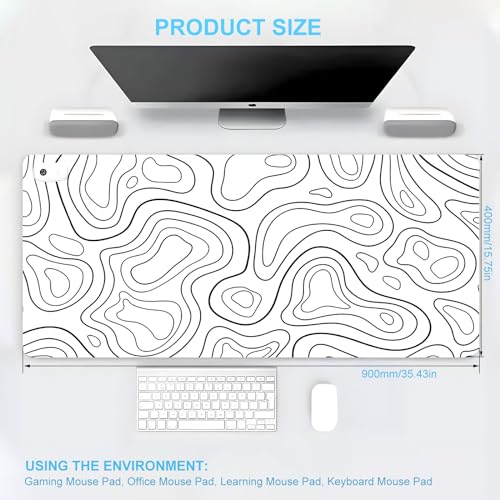 Rierousy tapis de souris XXL, Tapis Gamer 900x400mm, Design pour Liquide, Motifs Haute Résolution, Antidérapant, Blanc, WXX20240124 – vue 2