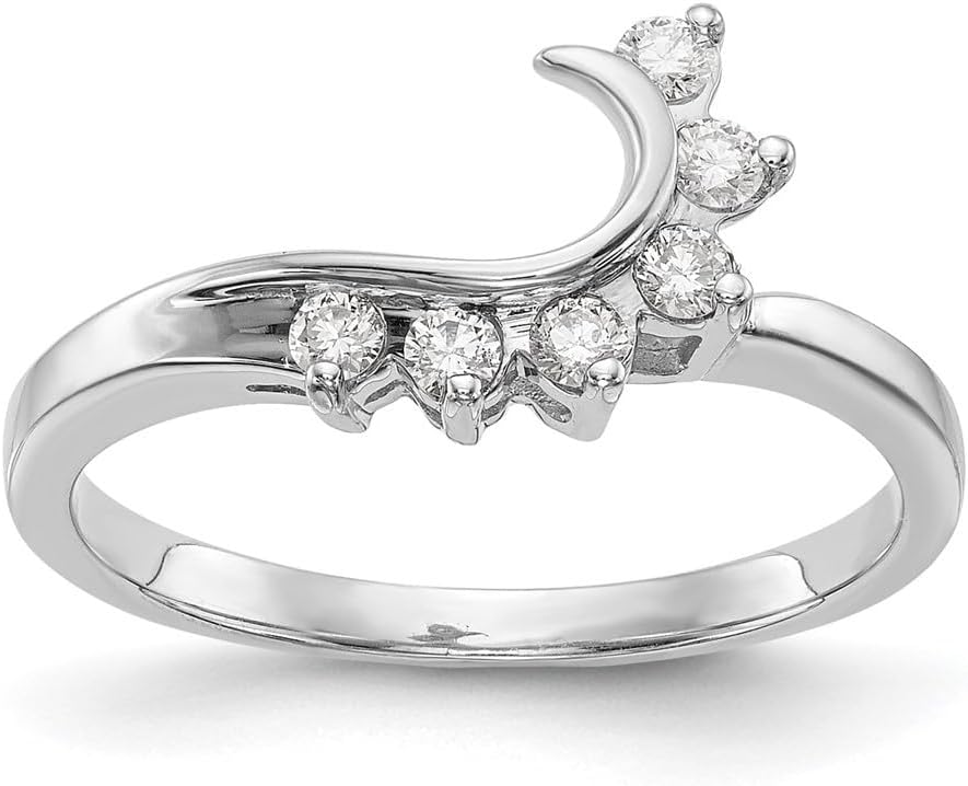 Diamond2Deal 14K White Gold Diamond Enhancer Ring Guard Wrap 0.15 cttw