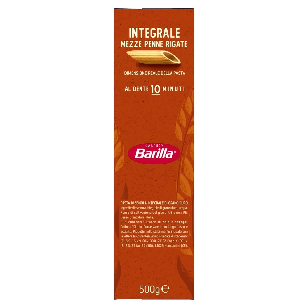 Italian Gourmet Pasta Integrale Mezze Penne Rigate 30 x 500g Vollkornnudeln | Ballaststoffreich aus 100% Hartweizen; rillen nehmen Sauce gut auf, cottura, Gesamtnettogewicht 15 kg + Kostenlos Polpa 400g