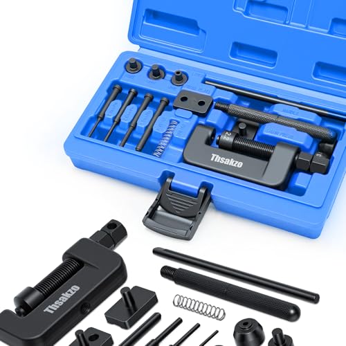 Image of 15Pcs Motorcycle Chain Breaker and Rivet Tool Kit - Universal Chain Tool for Sizes 25 to 630, Chain Link Removal Tool for Dirt Bike, Bicy, ATV (Blue)