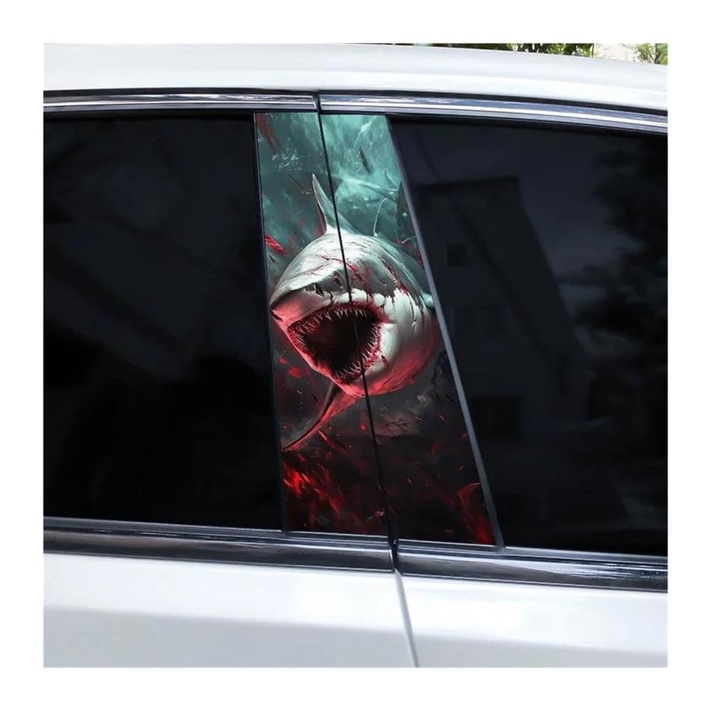 Body Parts 1pair Car Door Pillar Decoration Sticker Horror Shark Sticker DIY Car Center Column Sticker(D)