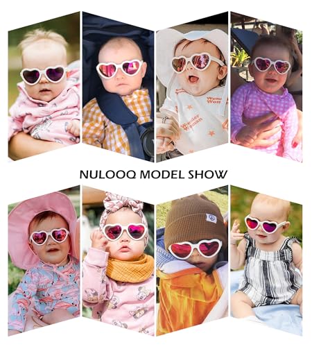 Image of Flexible Heart Shaped Baby Polarized Sunglasses with Strap Adjustable Toddler & Infant Age 0-24 Months