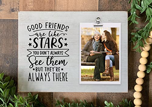 Dofala Friendship Memorial Wood Picture Frame Signs - Good Friends Are Like Stars, Long Distance Frame Friendship Gift For Friend Sister Girls Bridesmaid Birthday Graduation Christmas, Frame Holds 4 X 6 Inches Photo #TOP1