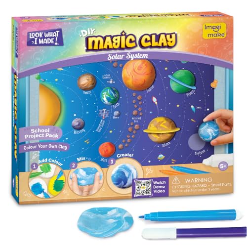 Image of Imagimake Magic Clay | Colour & Create | Solar System Craft Kit |DIY School Projects | Art & Craft Kit | Make 10 Super Clay Creations | Birthday Gift for 5,6,7,8 Year Old Girls & Boys, Multicolor