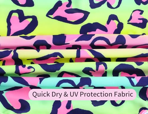 Image of Girls Bathing Suits Colorful Swimsuits with UPF 50 + Sun Protection Sleeveless Toddler Kids One Piece Swimwear