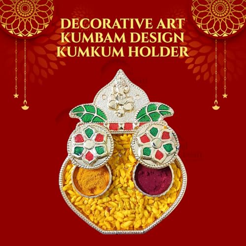 Soul Artisan Kumbam Double Kumkuma Holder Chimil Box - Plastic Golden Metallic Color(Pack of 10) - Decorative Art Design Tilak Daani, Sindoor for Women Return Gift, Diwali, Weddings, Pooja