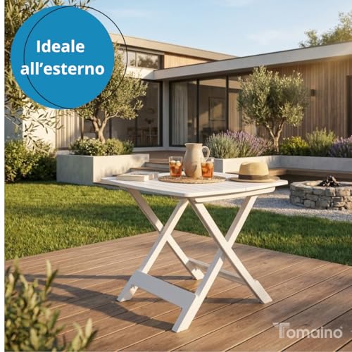 Mesa de jardín Tomaino plegable ideal para comidas en terrazas y camping 4