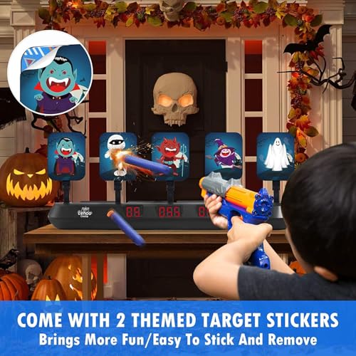 Lehoo Castle 5 Targets Digital Electronic Shooting Target for Nerf Guns 3 Game Modes Electronic Kids Nerf Shooting Target Boy and Girls Shooting Games for Halloween
