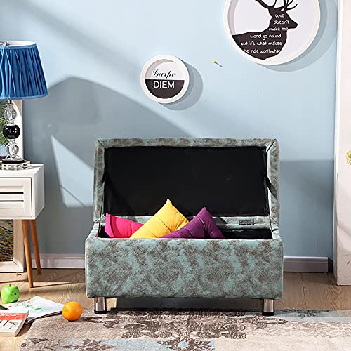 Banc de rangement ottoman rectangulaire bleu-vert pour maison moderne