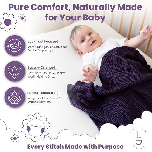 Image of Organic Cotton Baby Blanket 30x40 in - GOTS Certified, Soft Knit Swaddle with Gift Box, Breathable Nursery Blanket for Crib & Stroller, Machine Washable