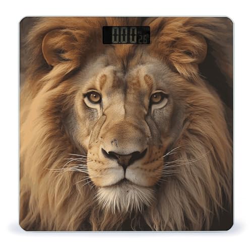 Báscula digital de baño con diseño cabeza de león africano miniatura 1