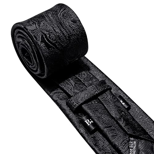 Image of Barry.Wang Men Ties Paisley Woven Silk Necktie Set with Pocket Suqare Cufflinks Formal
