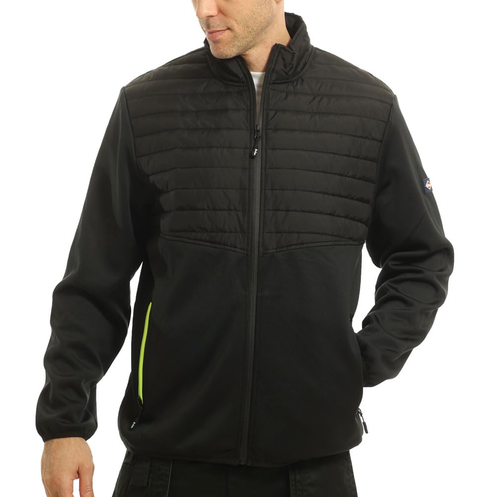 Lee Cooper Workwear LCJKT460 Mens Padded Fleece Full Zip Work Jacket, Black/Black, XL