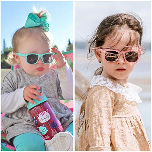 Debuff Kids Polarized Sunglasses Tpee Rubber Flexible Frame For Boys Girls Age 3-10 (2 Pack - (Pink/Green+Green/Pink)) #TOP1