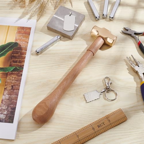 Miniatura 5 de Benecreat Martillo De Latón Con Mango De Madera De Haya De 25 Cm De Largo Para Hacer Joyas Y Manualidades