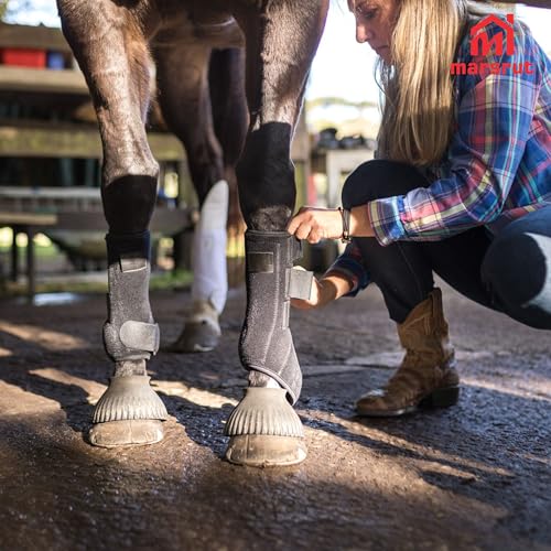 Image of 4Pcs Protectores Para Caballos Patas, Horse Leg Wraps Protectores Boots Set for Front Hind Legs Guard Equestrian Trail, Fly Protection Sport Splint, Support Botas Athletic Gears, Neoprene Accessories