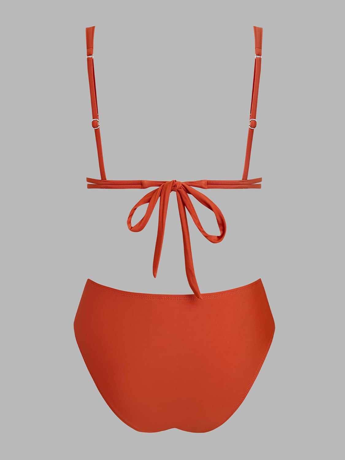 CUPSHE Women's Two Piece Bikini Sets High Waisted V Neck Bathing Suits Stitching Back Self Tie Wide Adjustable Straps - Image 7