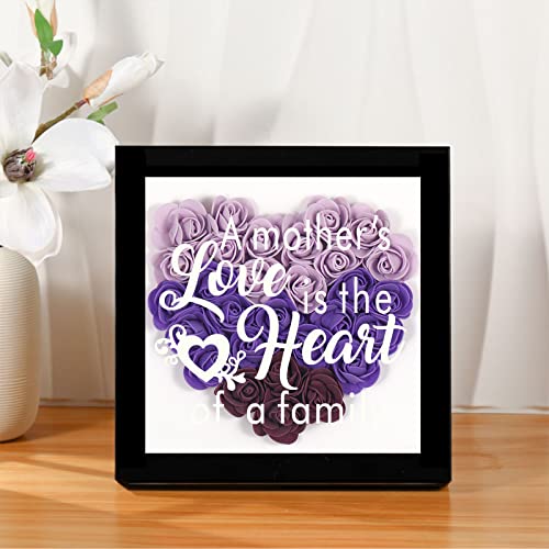 Mother's Day Flower Shadow Box Gift, Engraved Warm Text Dry Roses Artificial Flowers Frame Memorial GITS for Mom Women Grandma 8 * 8 Inches (8 * 8 in-style4)