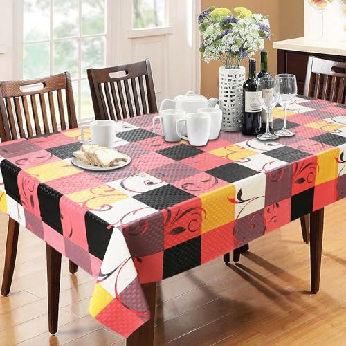 Image of Dakshya Industries PVC Waterproof Withoutlace Dining Table Cover (Size - 54X78 Inch) Rectangle 6 Seater Heat Rasistant Table Cloth (T10)
