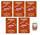 Barilla Integrale Fusilli – Vollkorn Hartweizennudeln – reich an Ballaststoffen, 100% Vollkorn – perfekte Spiralform für Saucen – Kochzeit al dente 11 Min – 5x [500 g] + Italian Gourmet polpa 400g