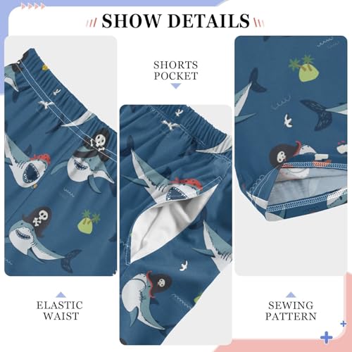 Pirate Shark Boys Long Pants Soft Trousers Elastic Waist Kids Lounge Bottoms with Pockets S-XL4