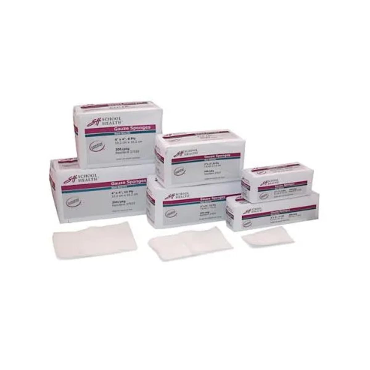 School Health - Non-Sterile Gauze Sponges for Cleaning Dressing and Prepping Highly Absorbent 12 ply - for Wound