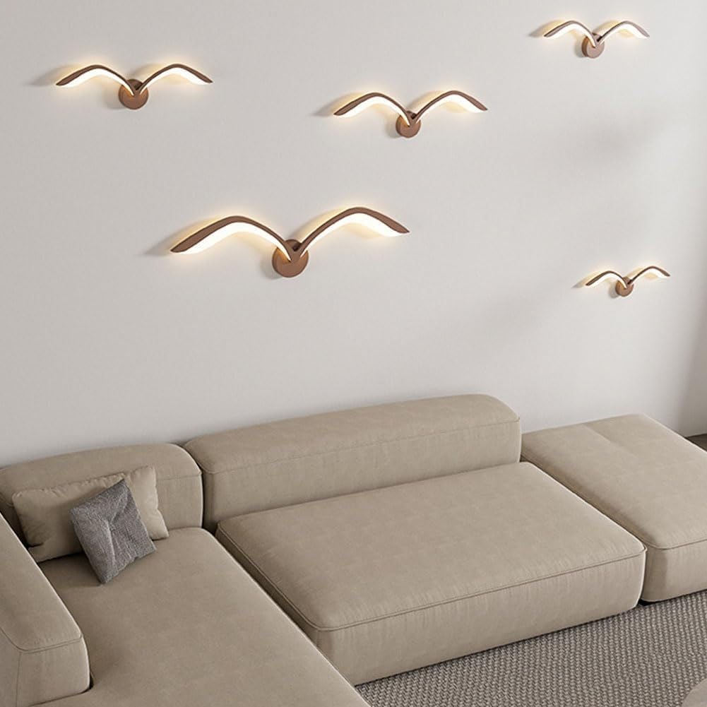 OOWOKS Möwe Wandlampe Innen LED Vogel Nachttischlampe Dimmbar mit Fernbedienung 3 Farbtemperaturen+RGB 50cm Tiere Wandleuchte Weiß Acryl Lampenschirm 9W Deko Lange Lampe für Kinderzimmer Wohnzimmer,D