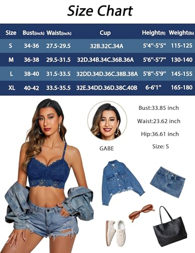 Image of Avidlove Lace Bralettes for Women Padded Bralette Camisole Racerback Crop Top Floral Lace Bralettes V Neck