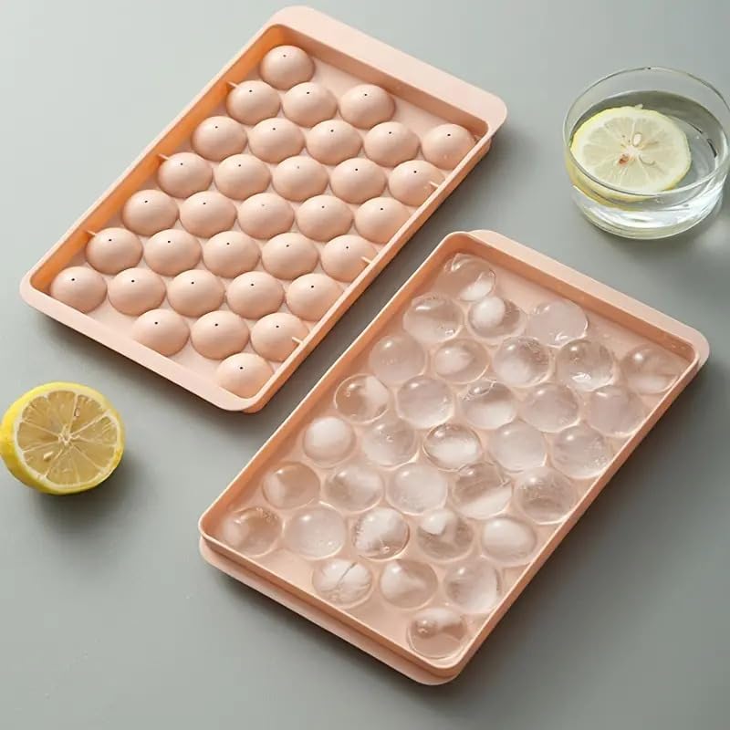 Miniatura 8 de 4 bandejas de bolas de hielo de 33 cuadrículas, bandeja de cubitos de hielo de 5.7 x 9.6 pulgadas, rosa (4 piezas)
