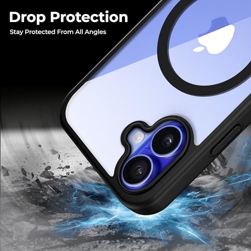 Image of A rtistque Clear Back Cover Case for iPhone 16 | Mag-Safe| Acrylic | Shockproof TPU Protective Design | iPhone 16 Back Cover Transparent - Black Bumper