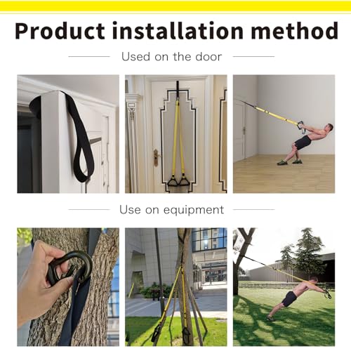 Image of Bodyweight Resistance Training Straps, Complete Home Gym Fitness Trainer kit for Full-Body Workout, Included Door Anchor, Extension Strap, Fitness Guide
