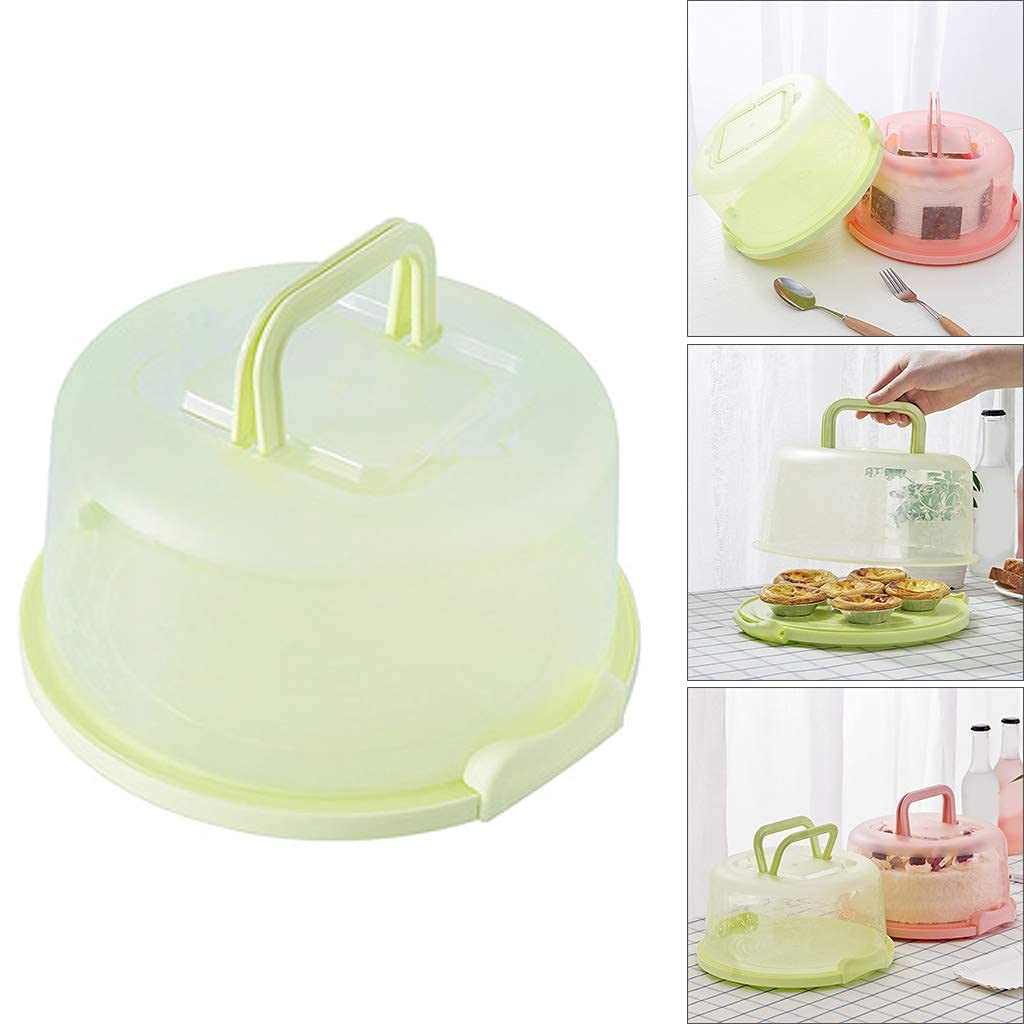 Okrągły pojemnik na tort 20 cm z uchwytem zielony