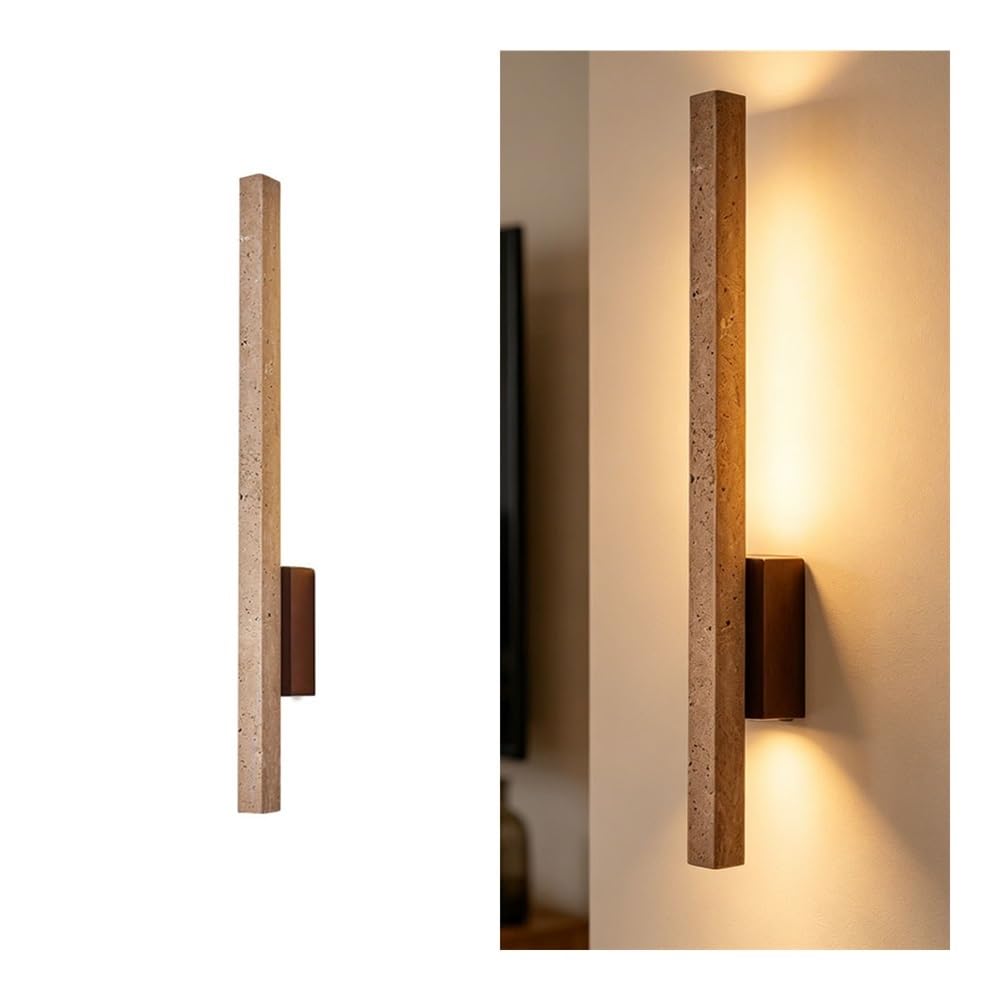 LUOYAOB Natural Yellow Travertine Wall Sconce Long Strip Wall Light Modern Wall Mounted Lamp for Living Room Corridor Hallway Bedroom Indoor Wall Lighting Fixture