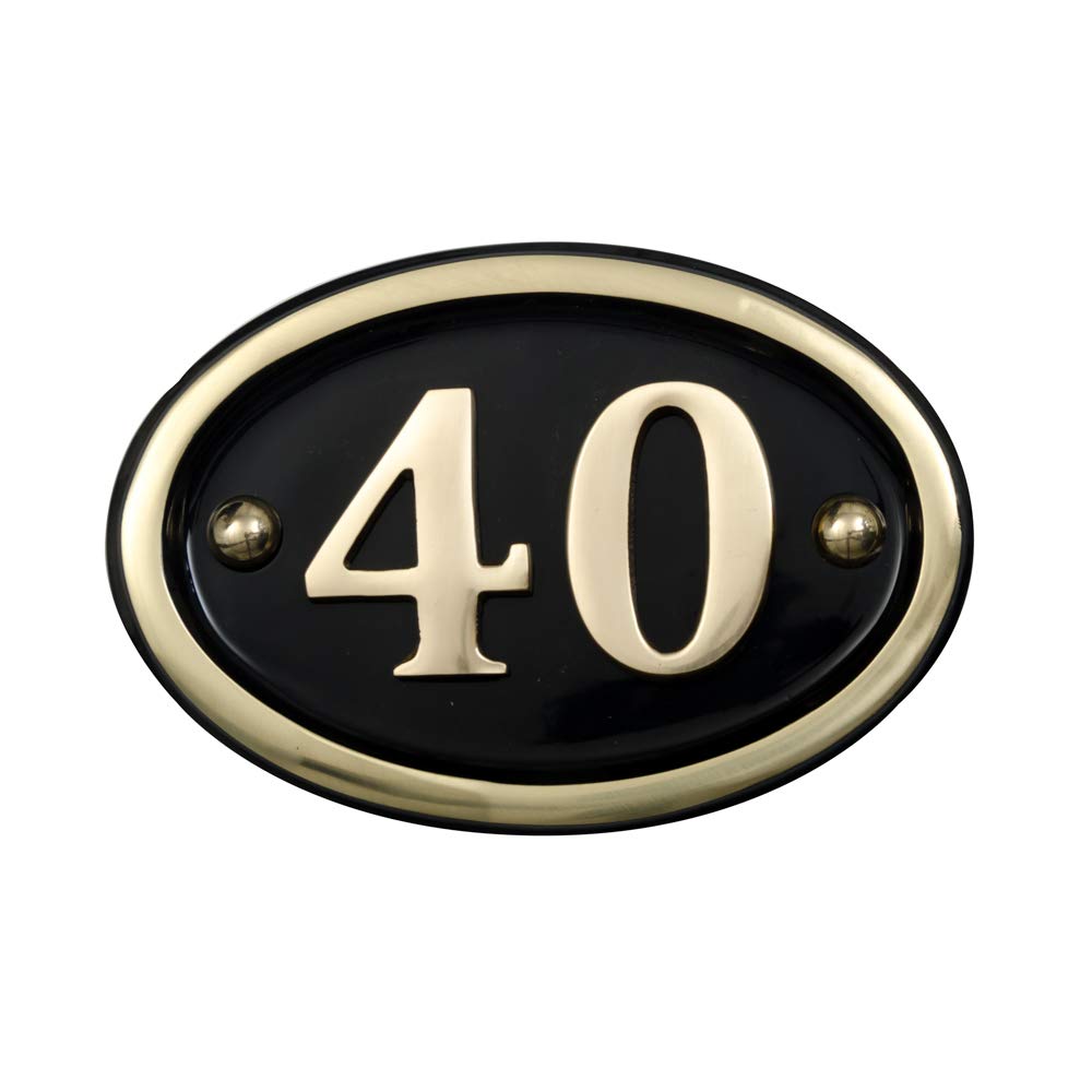 Signs & Numbers Solid Brass House Number Oval Design (No 40)