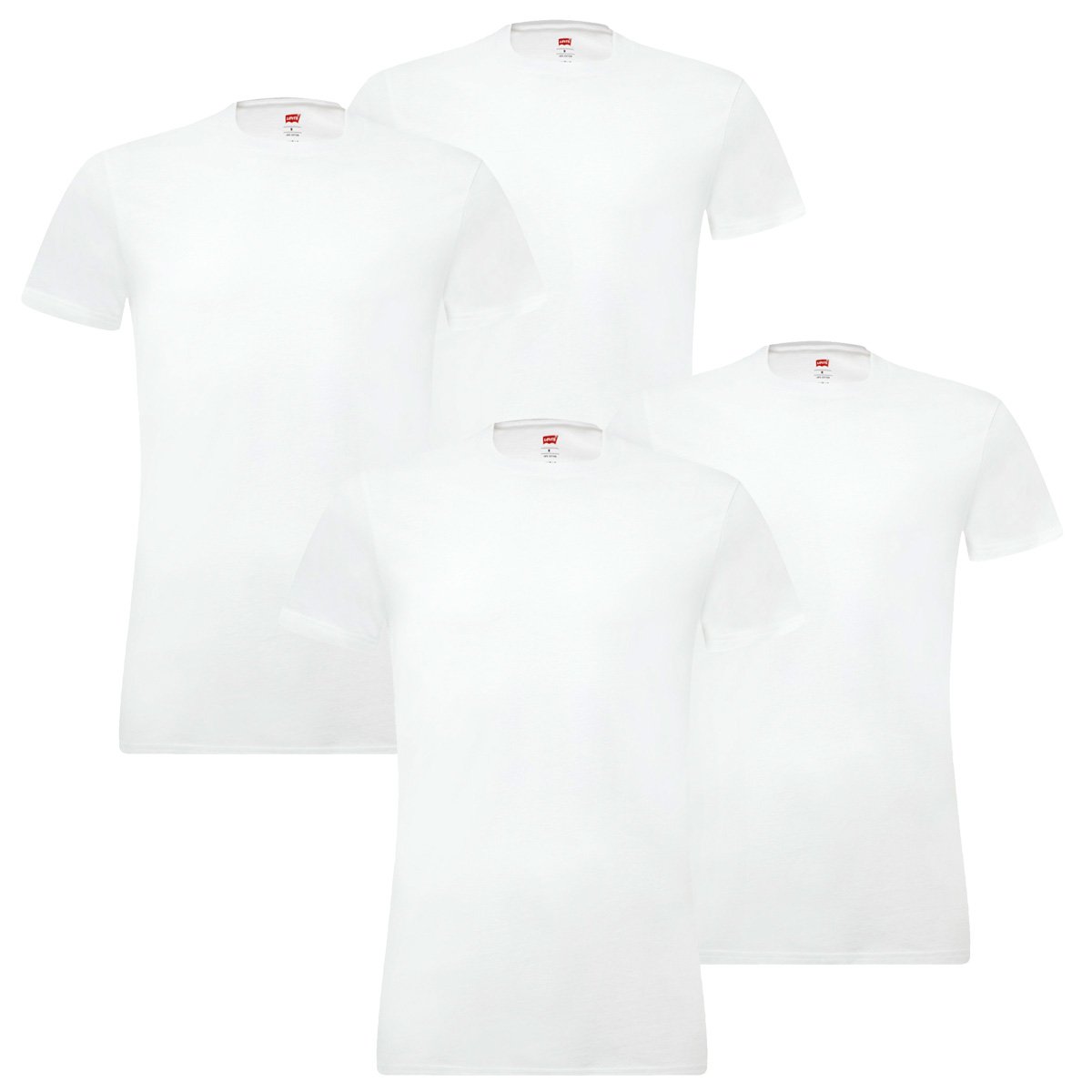 Pack de 4 camisetas Levis Solid Crew para hombre, cuello redondo, algodón elástico